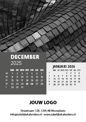 A6 Bureaukalender Black & White 2025