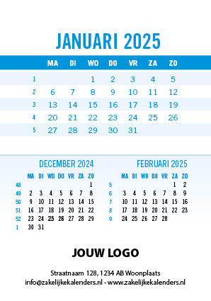 A6 Bureaukalender Data 2025