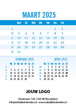 A6 Bureaukalender Data 2025